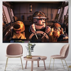 Carl Russel And Dog, Movie Up Poster, Movie Up Wall Art, Movie Up Canvas, Carl Fredricksen, Cartoon Wall Art, Cartoon Canvas, Kids Wall Art,