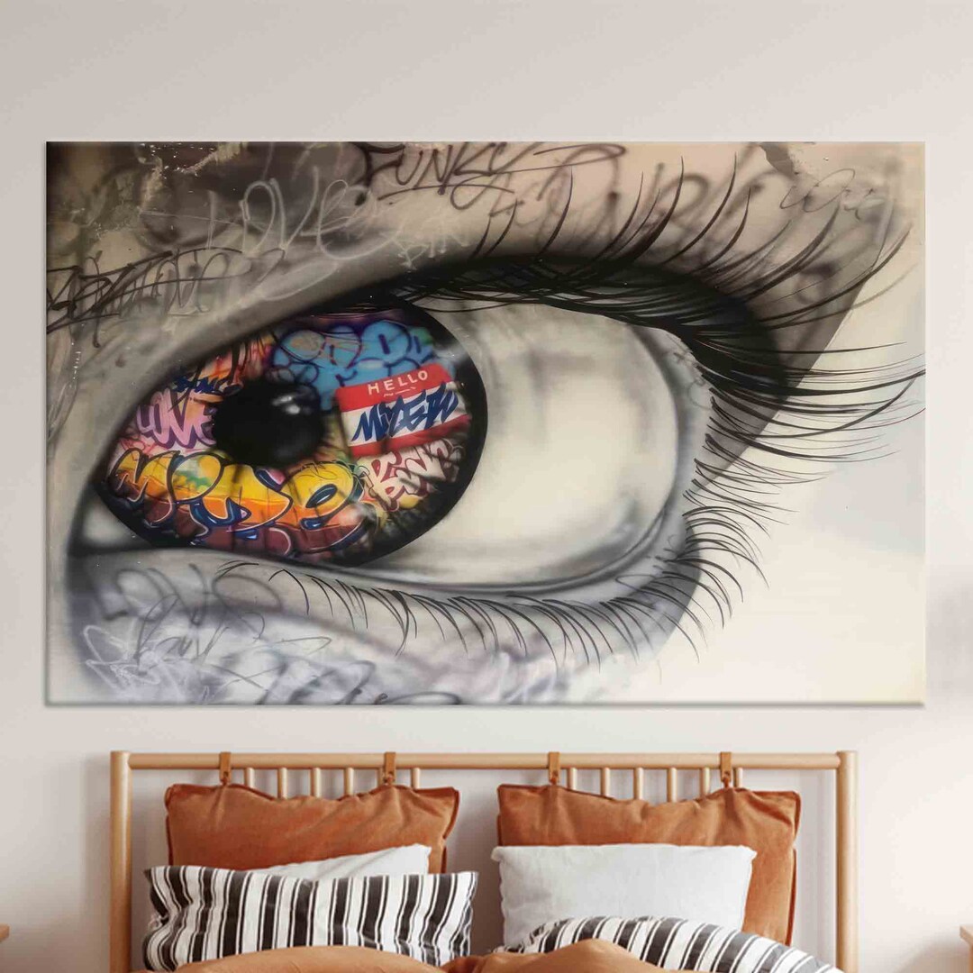 Eye Graffiti Wall Art Abstract Eye Wall Decor Graffiti Wall Etsy