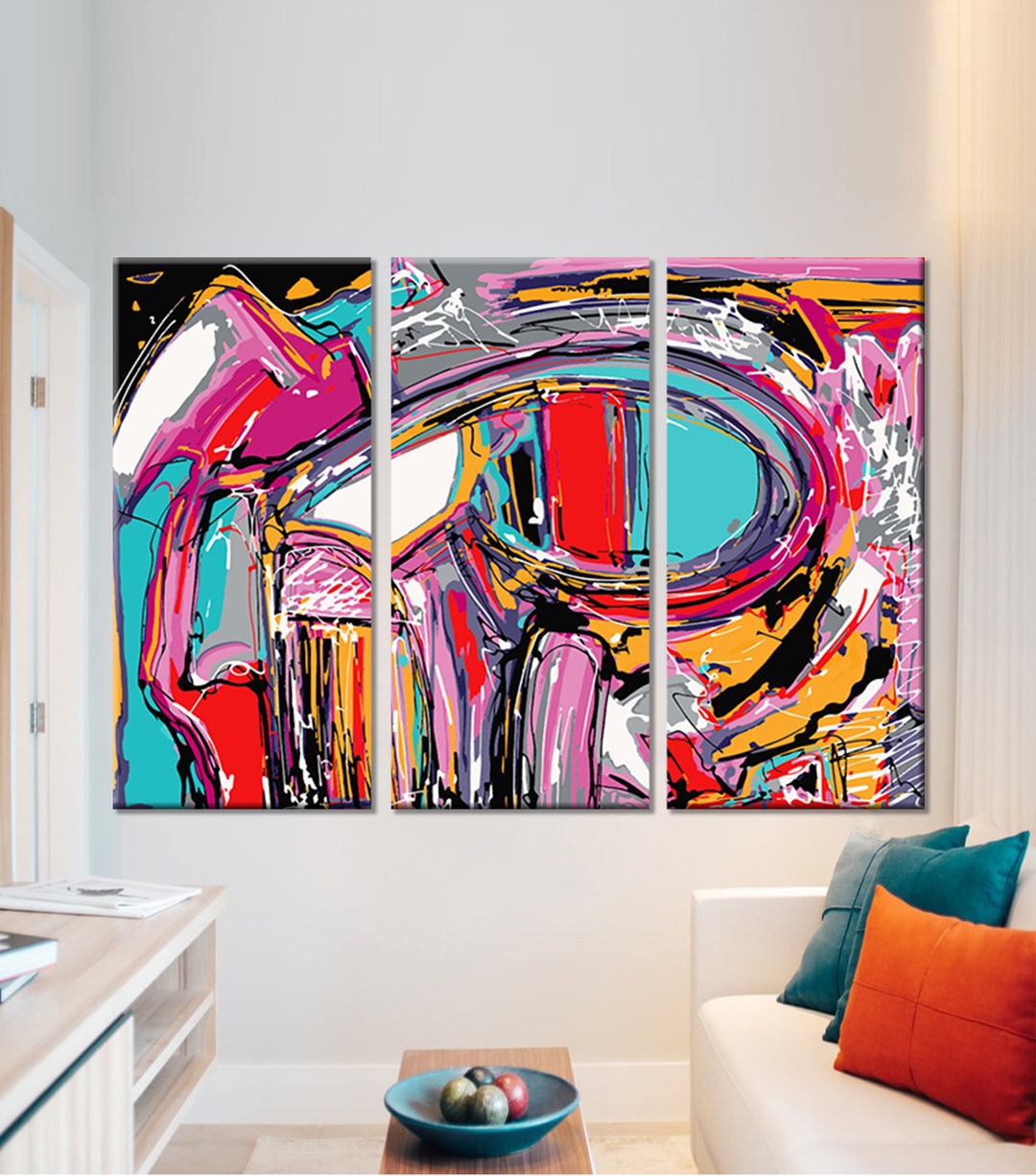Abstract Graffiti Canvas Art: Modern Wall Decor - Etsy