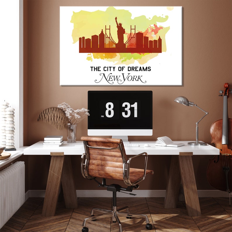 New York Wall Art, New Yok Canvas, Landscape Wall Art, Living Room Wall