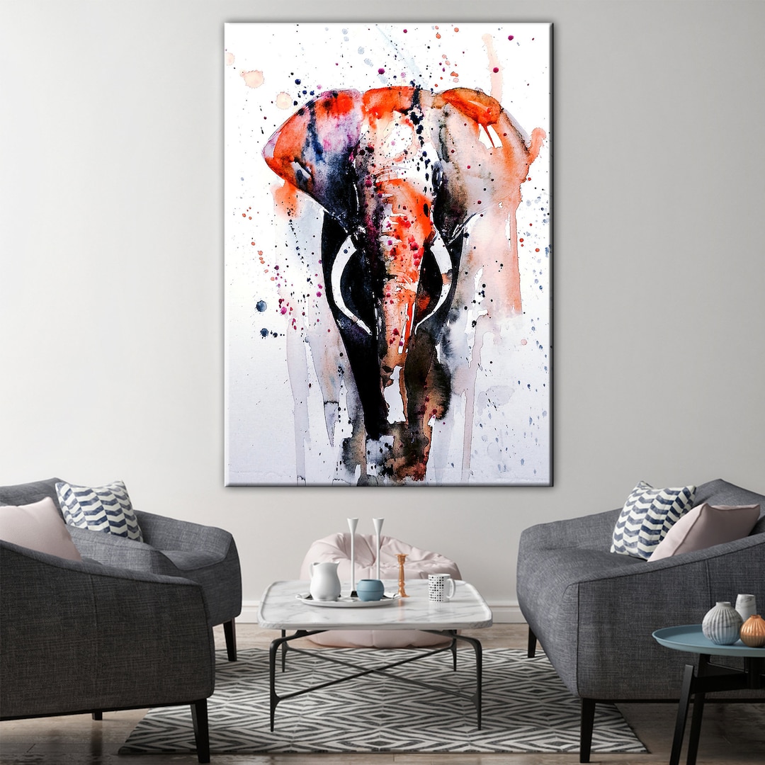 Watercolor Elephant Canvas Print: Abstract African Animal Wall Art - Etsy