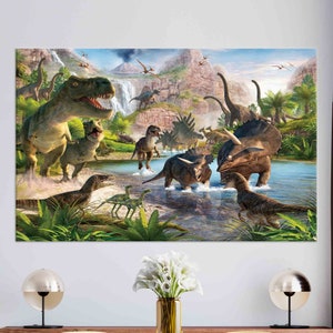 Junge Zimmer Dekor, Dino Wand Kunst, Leinwand Wand Dekor, Kinderzimmer Wand Kunst, Dinosaurier-Liebhaber Geschenk, Kinderzimmer Dekor, Dinosaurier Leinwand Kunst, Wand-Dekor,