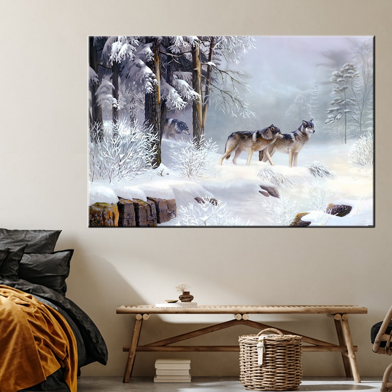 Wolf Wall Art Canvas Wolf Canvas Wolf Wall Art Animals Wall | Etsy