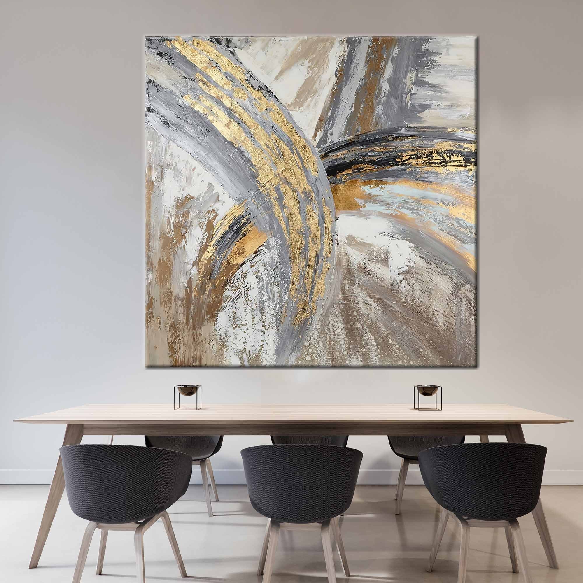 Abstract Gold & Gray Canvas Art Print: Modern Home Decor - Etsy