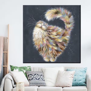 Cute Cat Canvas, Cat Wall Decor, Cat Lover Gift, Modern Canvas Decor, Kids Room Art, Wall Art Decor, Wall Hanging Art, Funny Canvas Decor