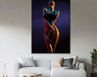 Stampa su tela di donna astratta, fotografia di body art sensuale, arte matura