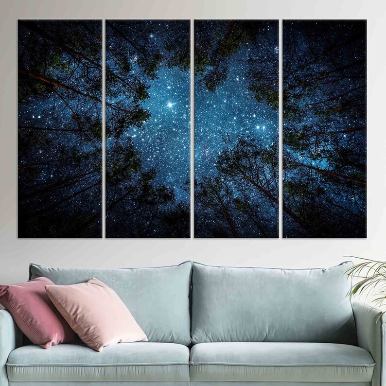 Starry Night Sky Canvas Print: Forest Landscape Wall Art - Etsy