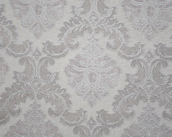 Glitterdamastbehang: grijs en zilver vinyl wanddecoratie