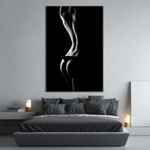 Sexy Wall Print, Female Print, Erotic Nudity Wall Art, Erotic Nude Art, Sexy Girl Body Decor, Woman Silhouette, Erotic Canvas, Mature Single Panel