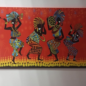 African Woman Dancer Canvas Print: Colorful Wall Hanging Decor