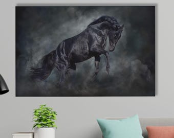 Black Horse Canvas Print: Majestic Stallion Wall Art