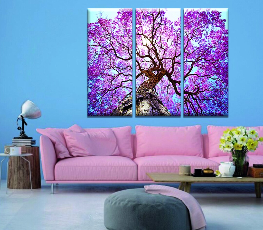 Purple Tree Canvas, Nature Landscape Canvas, Poster Art Print, Purple