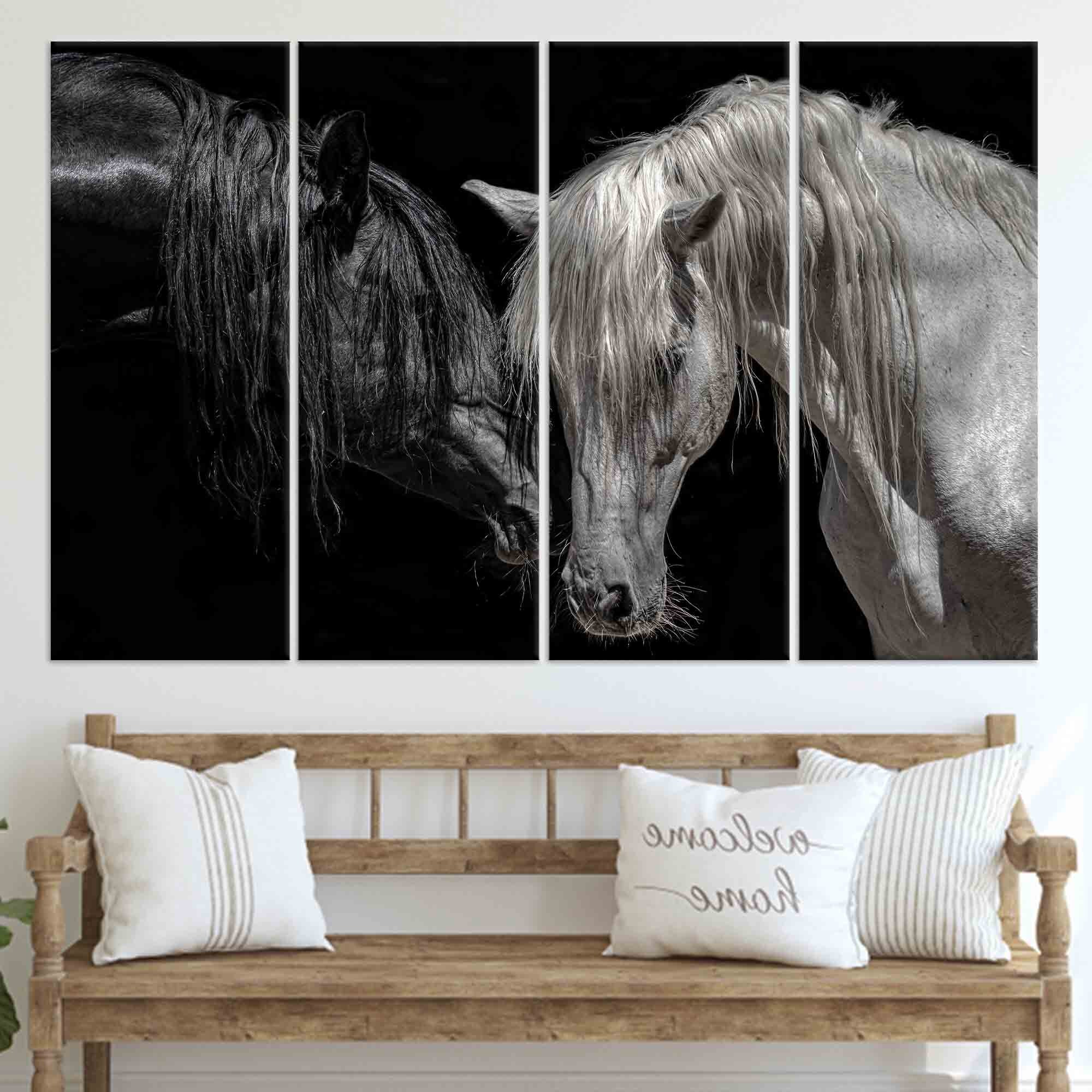 Black and White Horse Canvas Print: Romantic Equestrian Wall Art - Etsy