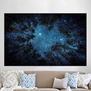 Starry Night Sky Canvas Print: Forest Landscape Wall Art - Etsy