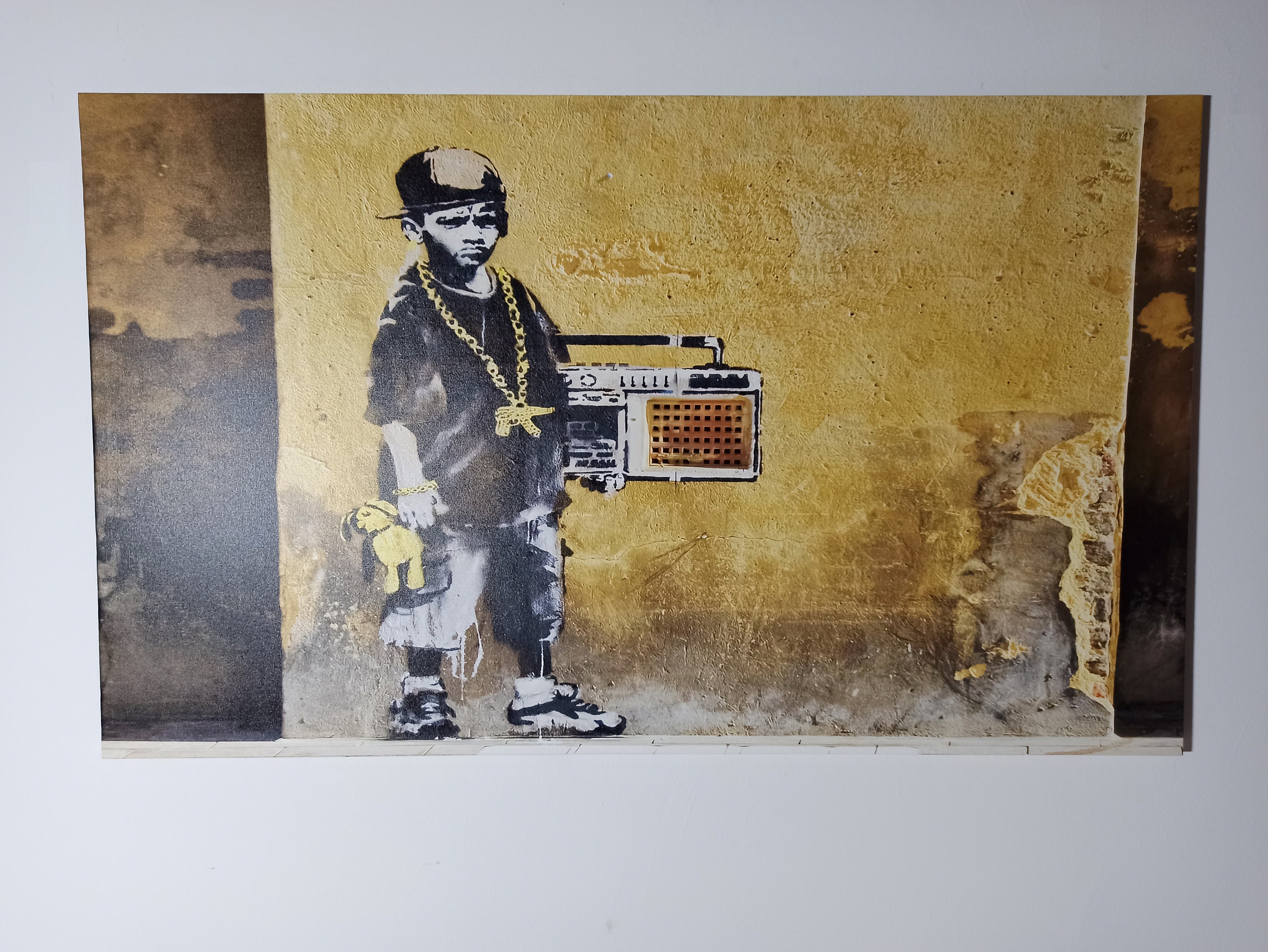 Banksy Graffiti Canvas Art: Hip Hop Boy With Boombox - Etsy