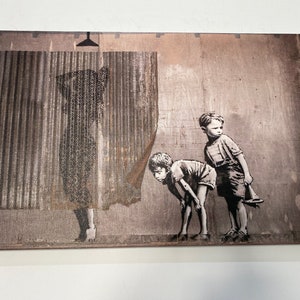 Banksy Lady Shower Canvas Print: Urban Street Art