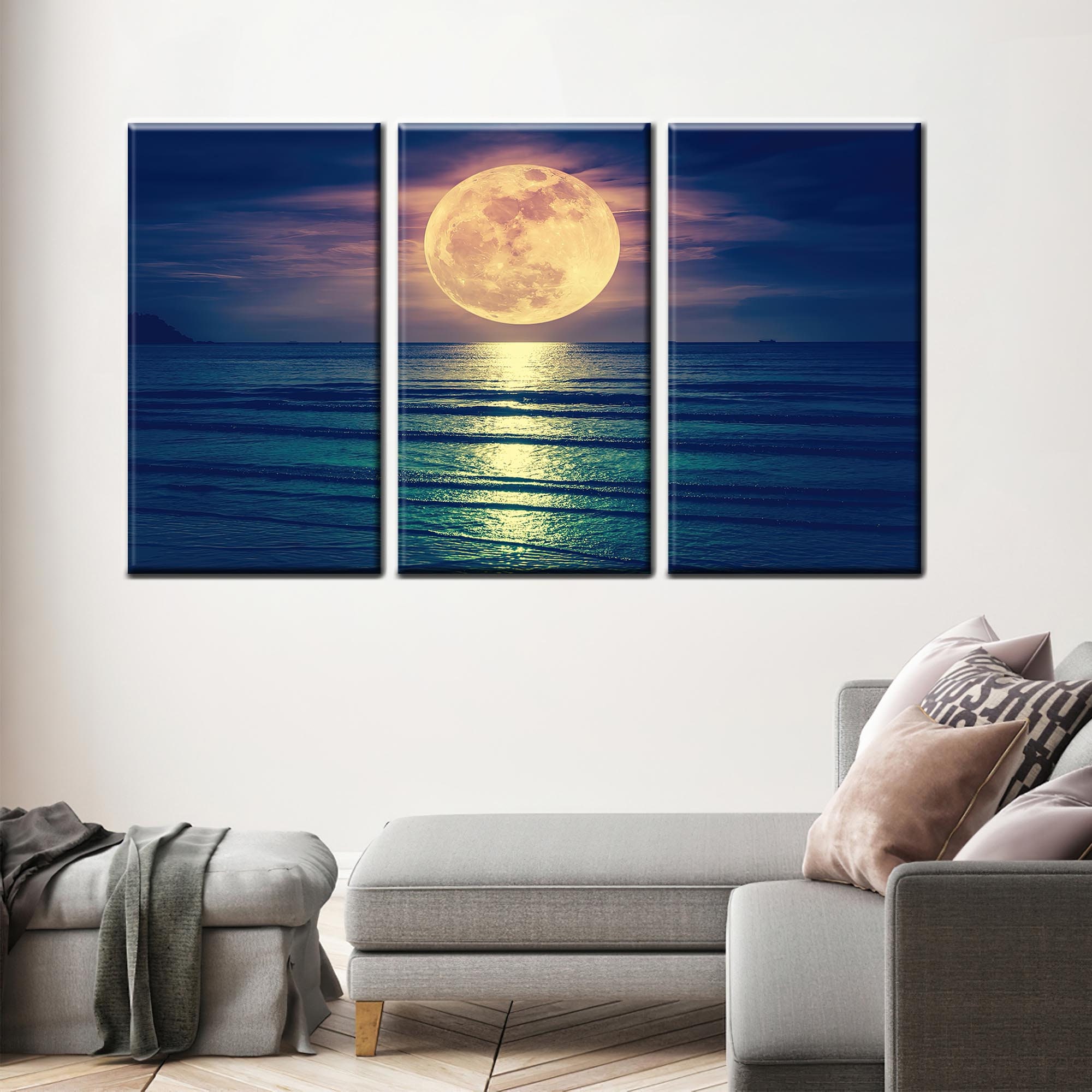 Full Moon Over Sea Canvas Print: Nature Wall Art - Etsy
