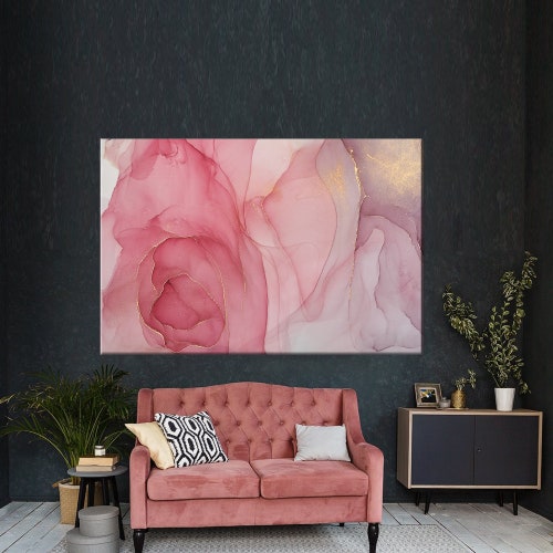 Pink Abstract Wall Art Pink Canvas Print Large Wall Art Etsy