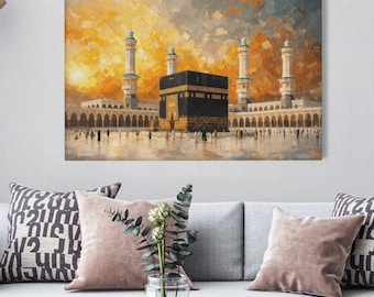 Kaaba Wall Art, Masjid al Haram Painting, Personalized Islamic Gift, Islamic Wall Art, Muslim Home Decor