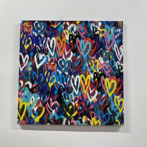 Banksy Love Hearts Leinwand, Banksy Leinwanddruck, Graffiti Leinwand Kunst, Buntes Dekor Street Art, Wandkunst Druck, Urbaner Stil Drucke, Modern