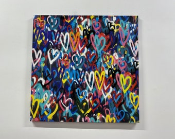Banksy Love Hearts Canvas Print: Colorful Graffiti Street Art