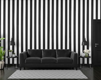 Black and White Striped Vinyl Wallpaper: Modern Wall Decor