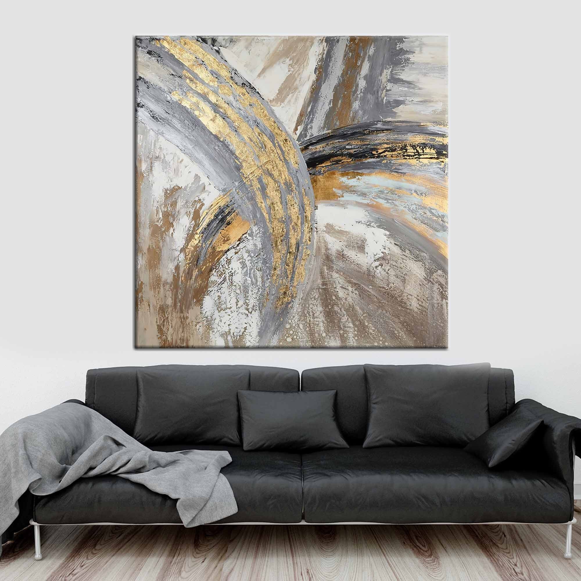 Abstract Gold & Gray Canvas Art Print: Modern Home Decor - Etsy