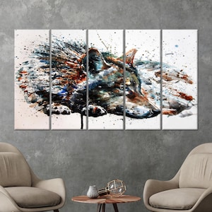 Wolf Painting Print, Wolf Canvas, Modern Wall Art, Abstract Wall Art, Wolf Lover Gift, Loft Wall Decor, Man Cave Wall Decor, Canvas Art,
