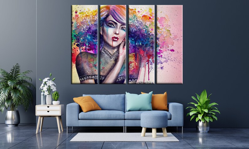 Colorful Graffiti Girl Canvas: Street Art Wall Decor - Etsy