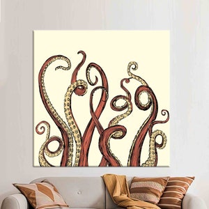 Octopus Leg Canvas, Octopus Canvas Art, Octopus Tentacle Wall Decor, Abstract Wall Art, Trendy Wall Decor, Octopus Lover Gift,  Home Decor,
