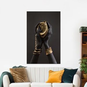 Gold African Woman Canvas Art: Luxury Fashion Wall Decor