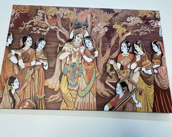 Impressão em tela de Radha Krishna: Deuses hindus, arte de parede indiana