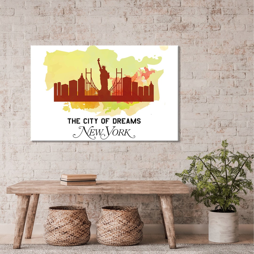 New York Wall Art, New Yok Canvas, Landscape Wall Art, Living Room Wall