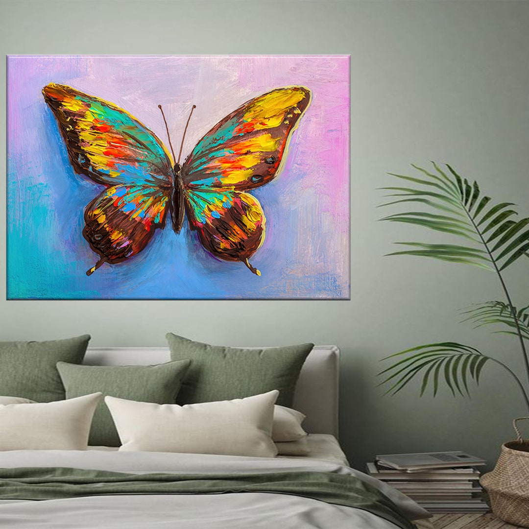 Butterfly Wall Decor, Canvas Wall Art, Colorful Wall Decor, Abstract