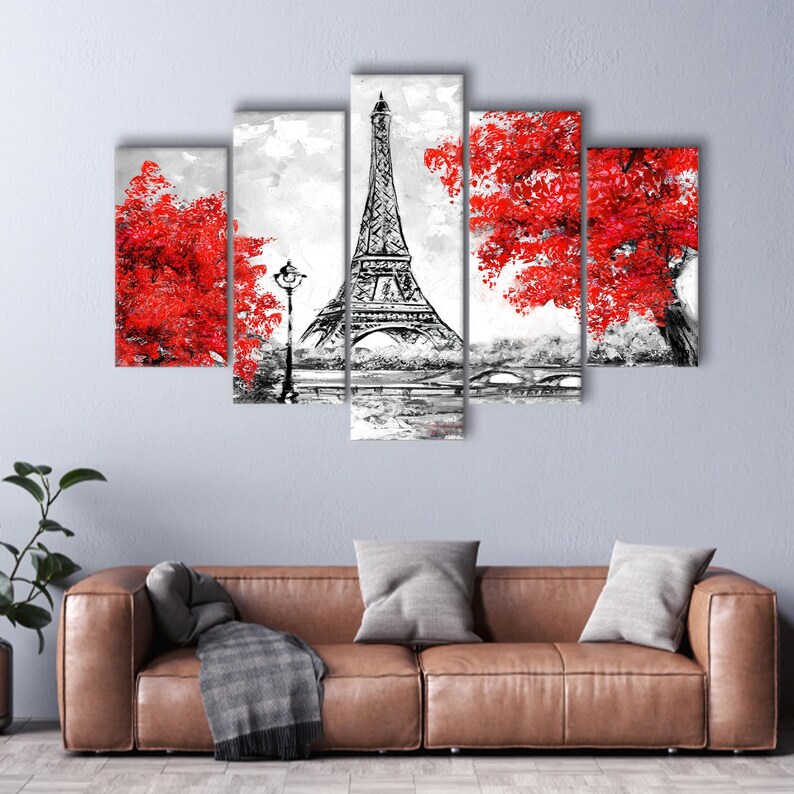 Eiffel Tower Canvas Print: Abstract Red Paris Wall Art image 9