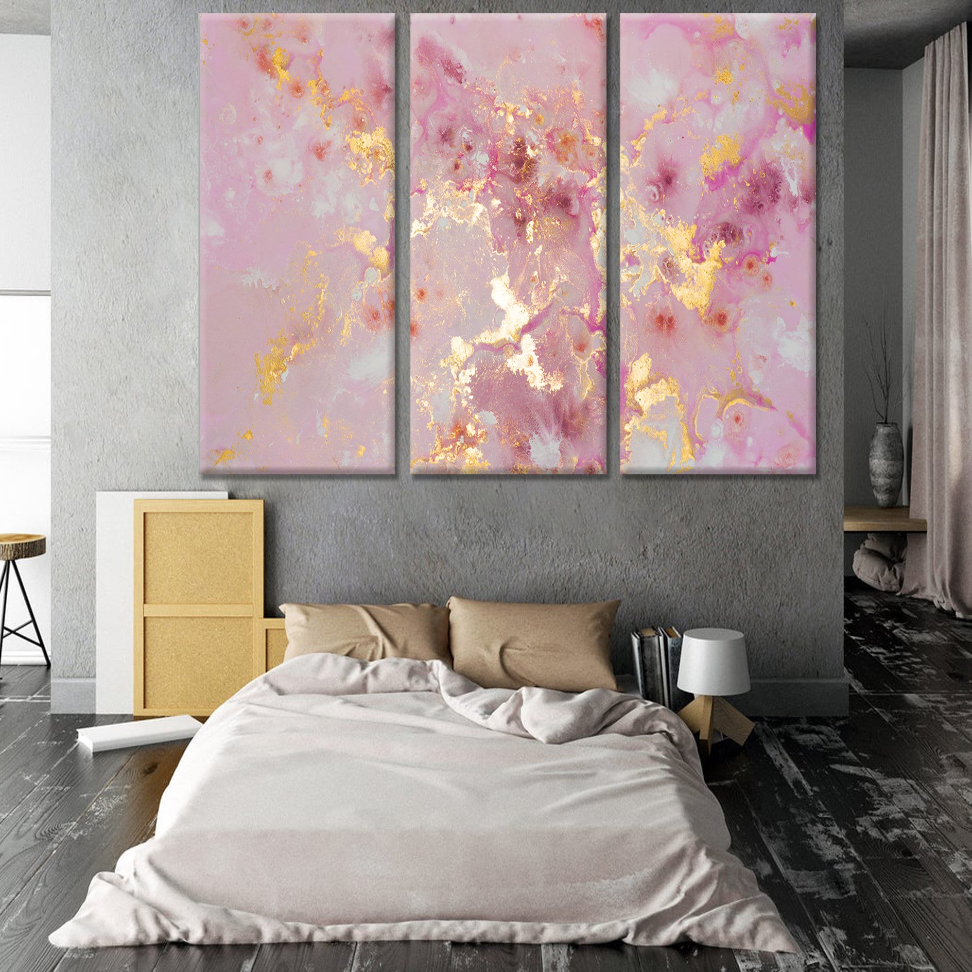 Pink and Gold Abstract Marble Canvas Print: Modern Wall Art - Etsy