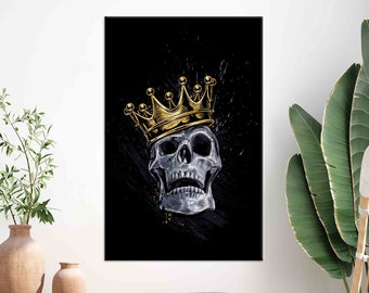 Skull King Canvas Wall Art: Modern Abstract Decor