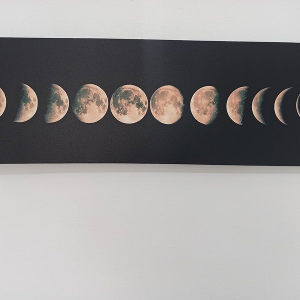 Mondphasen Leinwand, Mondfinsternis Leinwand Kunst, Mondphasen Dekor, Mond Leinwand, Mondfinsternis Stil Leinwand, Weltraum Leinwand, Weltraum Wohndekor Kunst