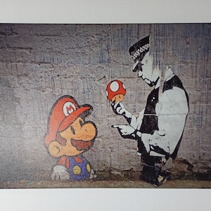 Banksy Super Mario Canvas Print: Graffiti Wall Art