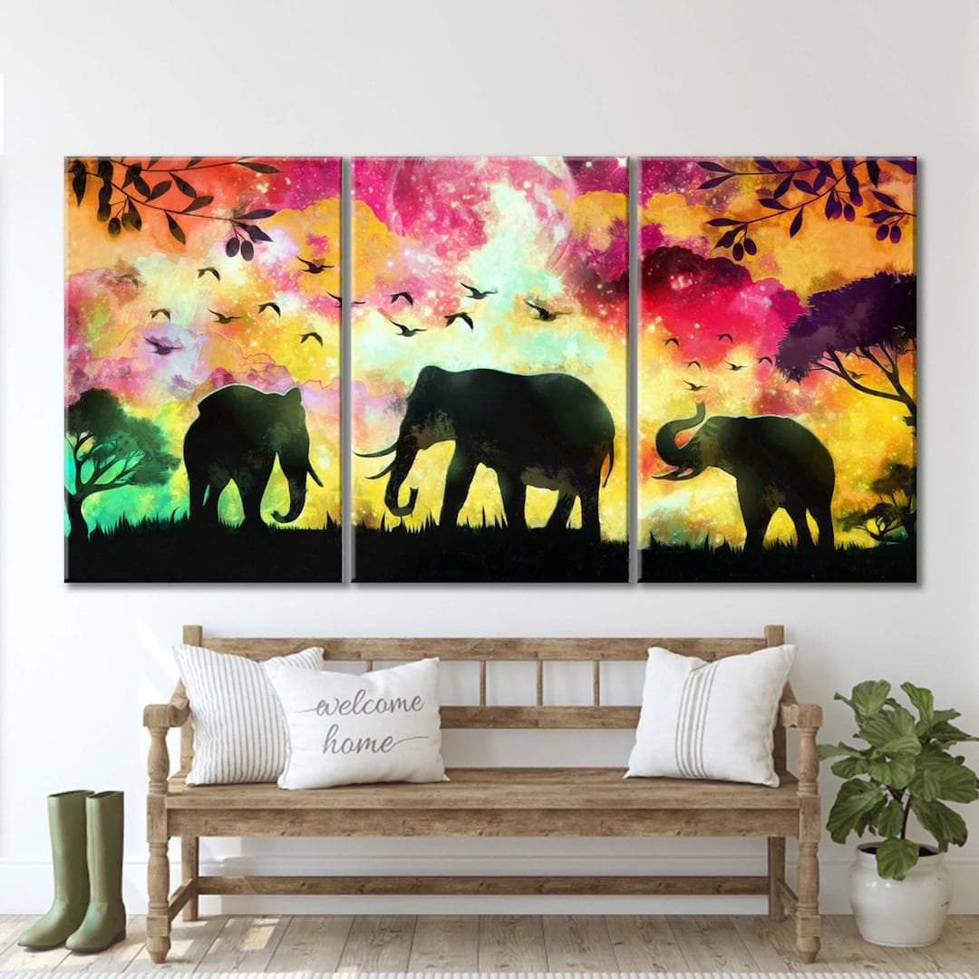 Abstract Elephant Wall Art, Elephant Canvas, Abstract Wall Art, Wall