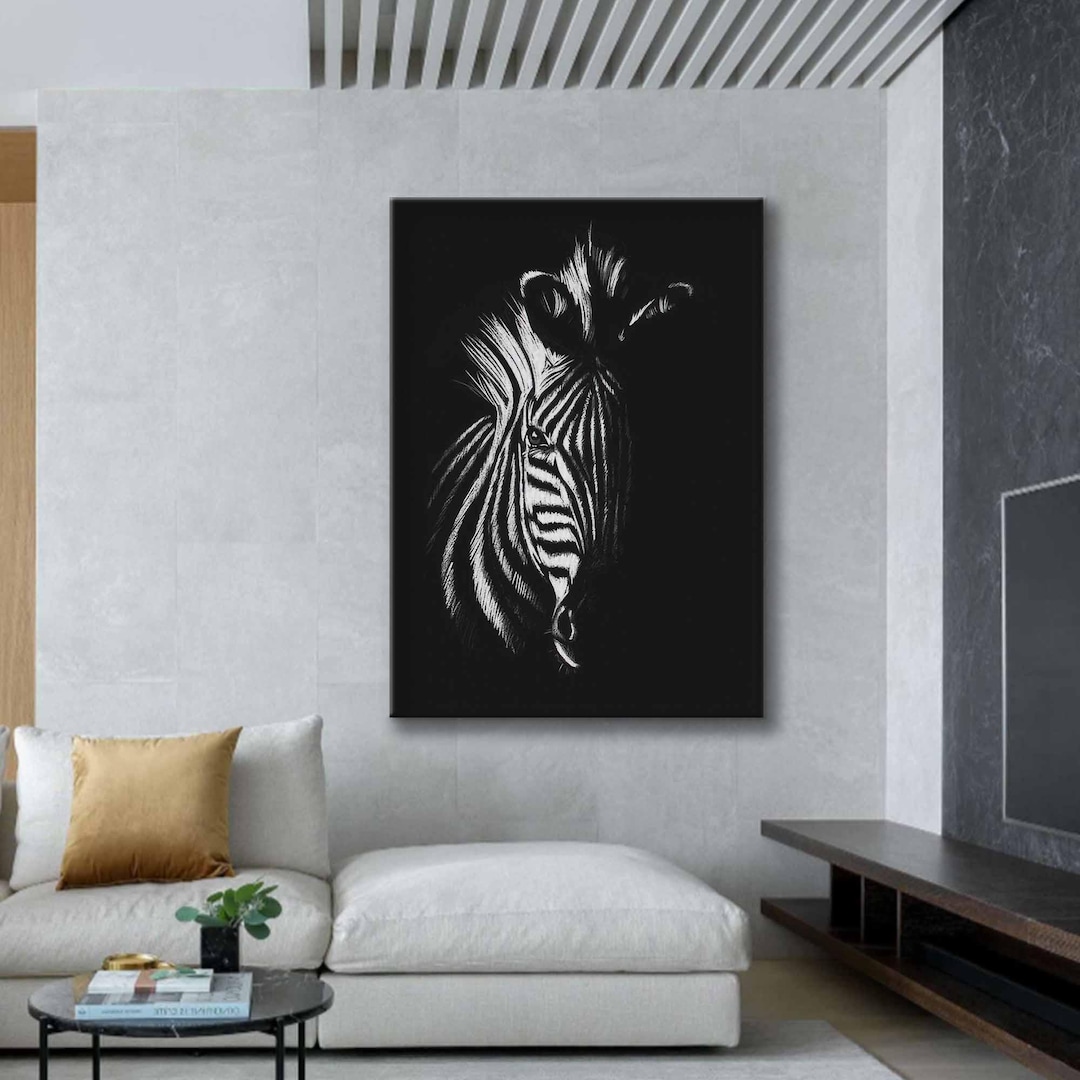 Black and White Zebra Canvas Print: Modern Wildlife Wall Art - Etsy
