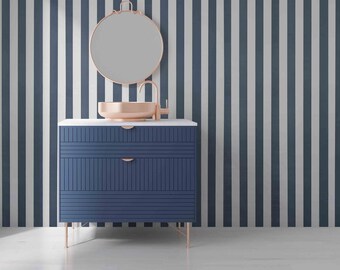 Papel pintado de vinilo con rayas azules: decoración de pared moderna