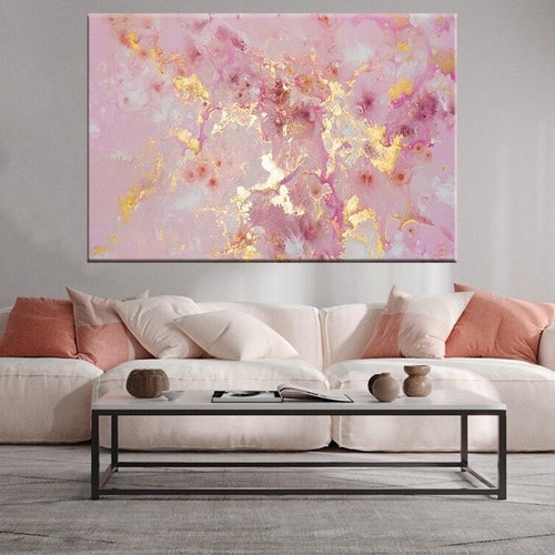 Pink Abstract Wall Art Pink Canvas Print Large Wall Art Etsy