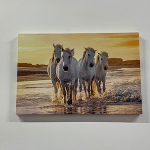 Running White Horses Canvas Print: Coastal Beach Home Decor