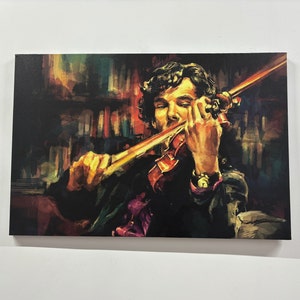 Men Violins Canvas Art, Sherlock Holmes Artwork, Abstract Canvas Art, Oil Painting Art, Music Wall Art, Violin Wall Decor, Violin Art Decor