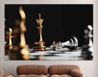 Chess Canvas Wall Art: Modern Office Decor