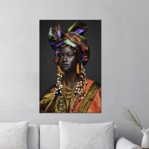 African Queen Canvas Art: Ethnic Woman Portrait, Afrocentric Decor