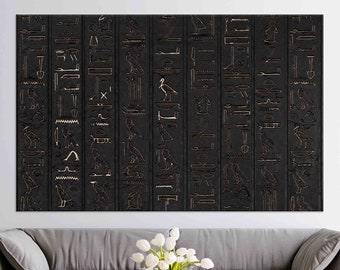 Arte mural con jeroglíficos: decoración negra del Antiguo Egipto