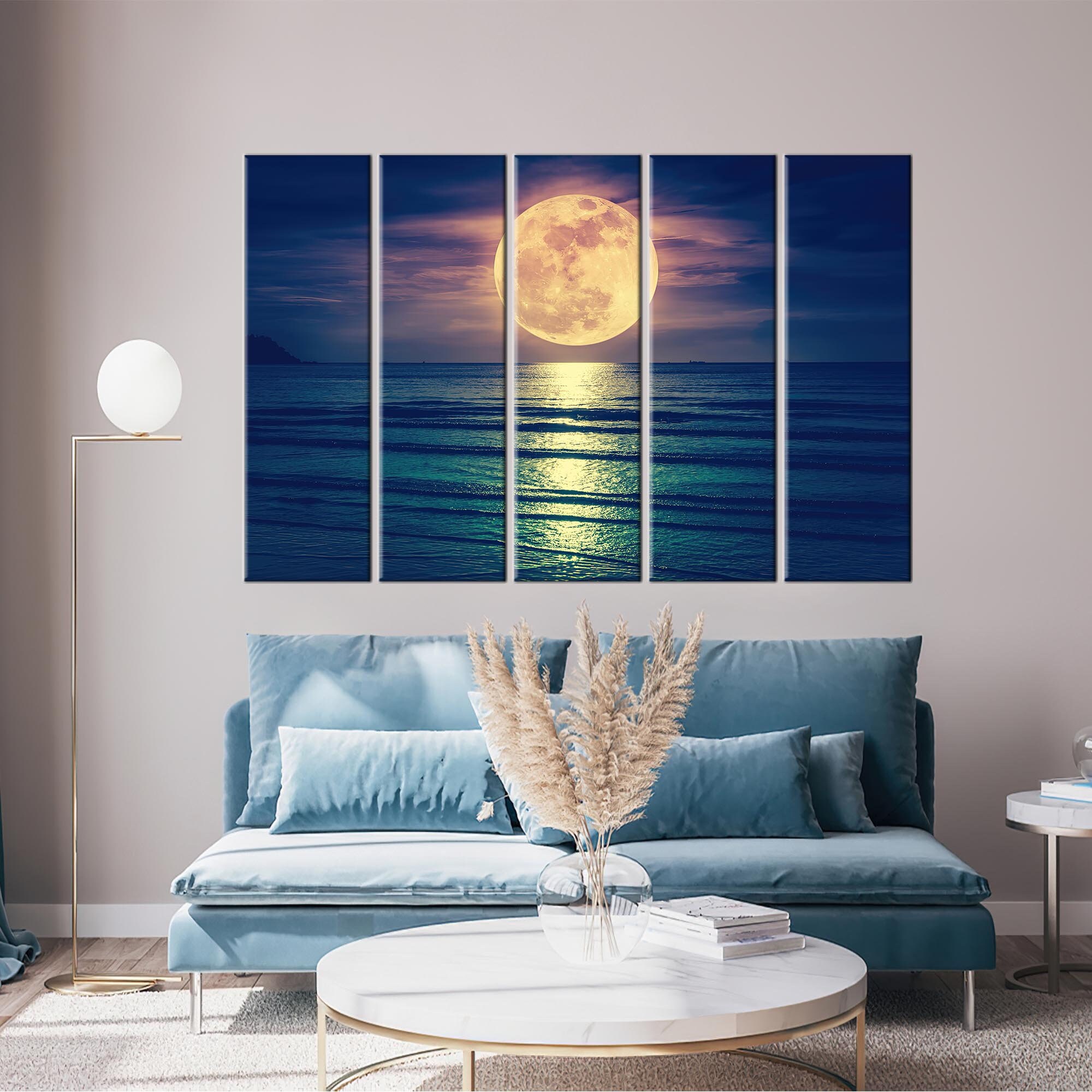 Full Moon Over Sea Canvas Print: Nature Wall Art - Etsy