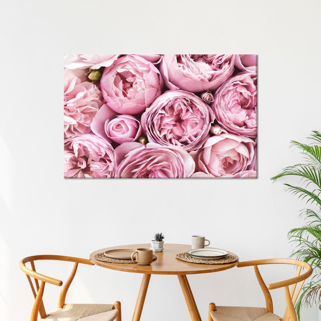 Pink Rose Canvas Art: Modern Floral Wall Decor - Etsy